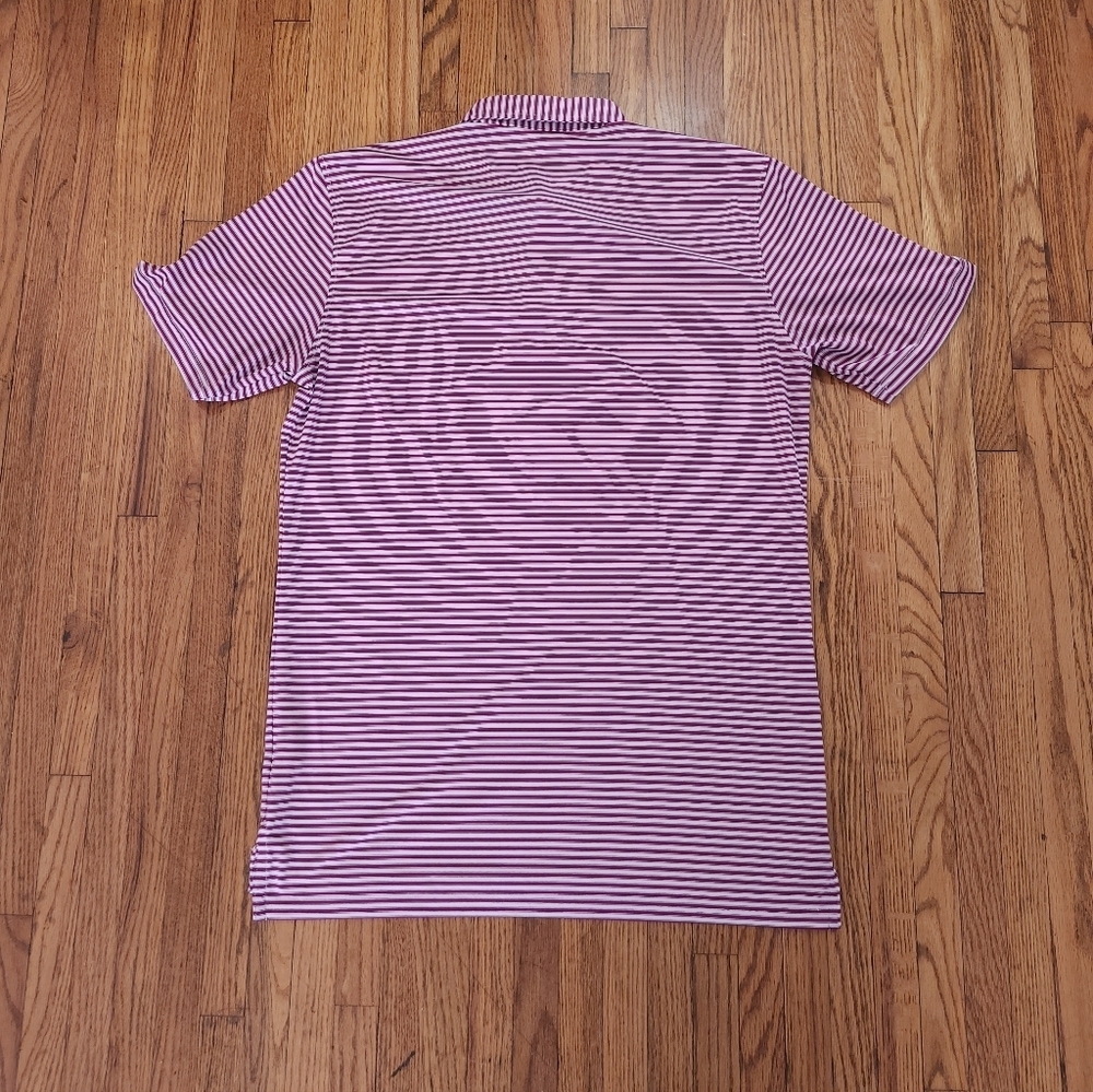 Houlderness And Bourne Mens Striped Golf Polo Size Small Pink White Tailord Fit - Picture 6 of 6